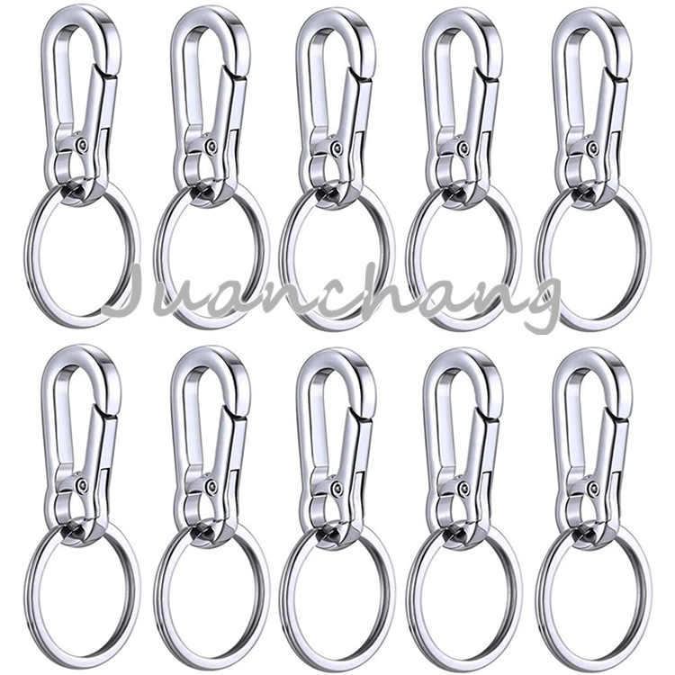 Gantungan Kunci Mobil / Motor Kreatif Bahan Metal Alloy Multifungsi High Quality Popular Stainless Steel Car Anti-loss Key Ring / Carabiner Stainless Steel / Key Chain Silver