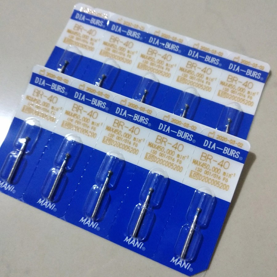 DENTAL MANI DIA-BURS ORIGINAL JAPAN BR 40 BUR HIGHSPEED BULAT Satuan
