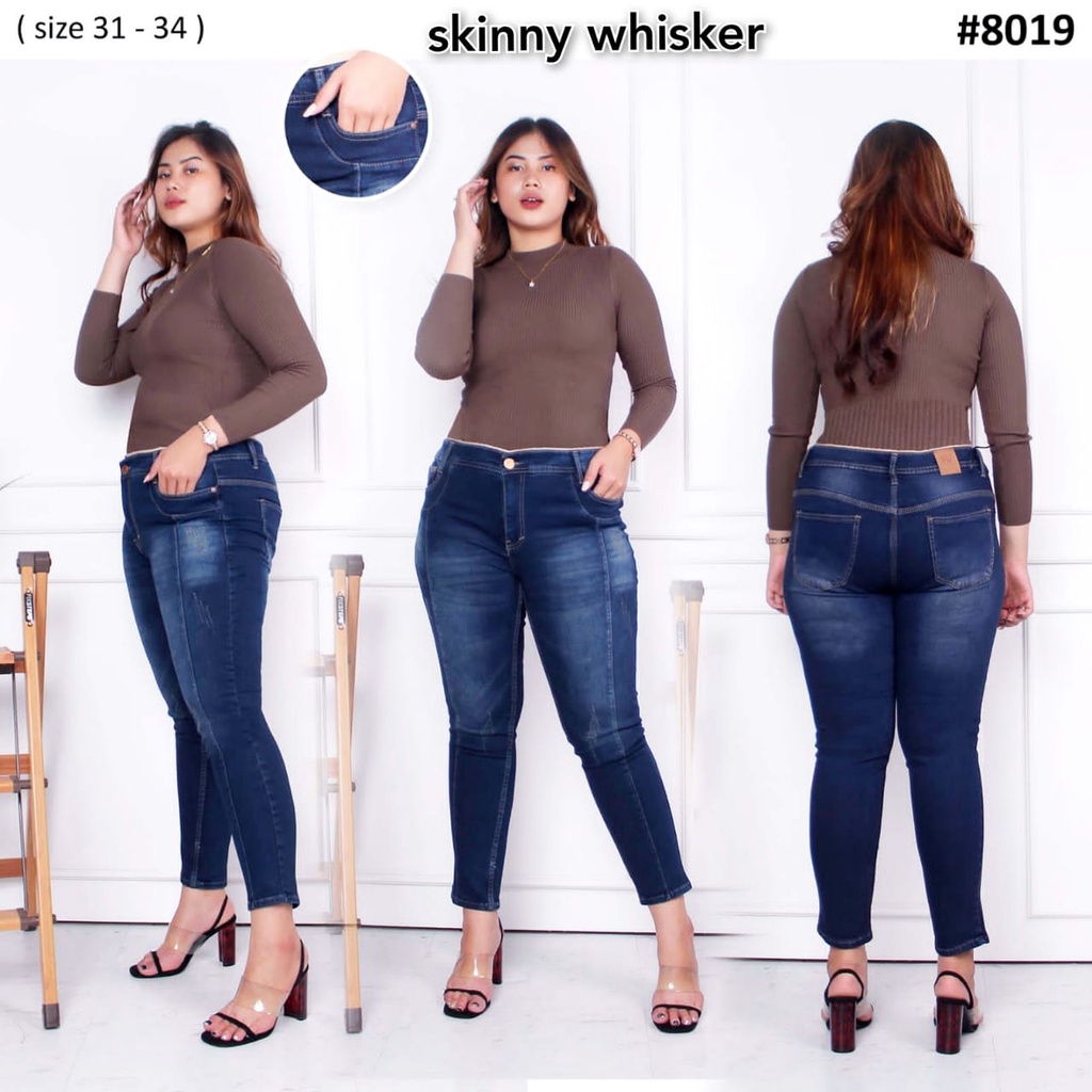 Celana Panjang Jeans Wanita Skiny Tulang Whisker 31-34 35-38 Bisa Bayar Ditempat(COD)