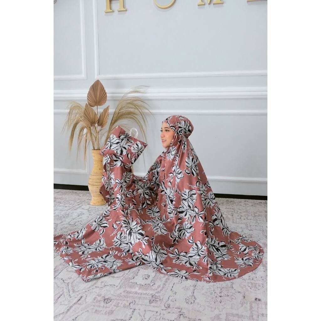 Mukena Dewasa  Bali Rayon Premum Printing Mukena Traveling  Motif Kembang Kekinian