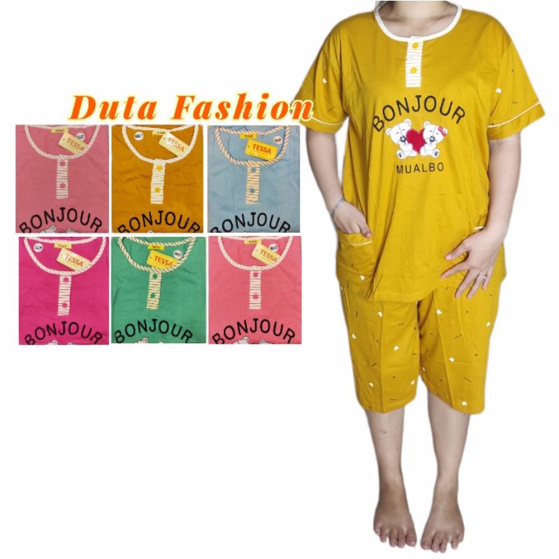 BAJU TIDUR KULOT TESSA - PIYAMA 3/4 JUMBO TESSA