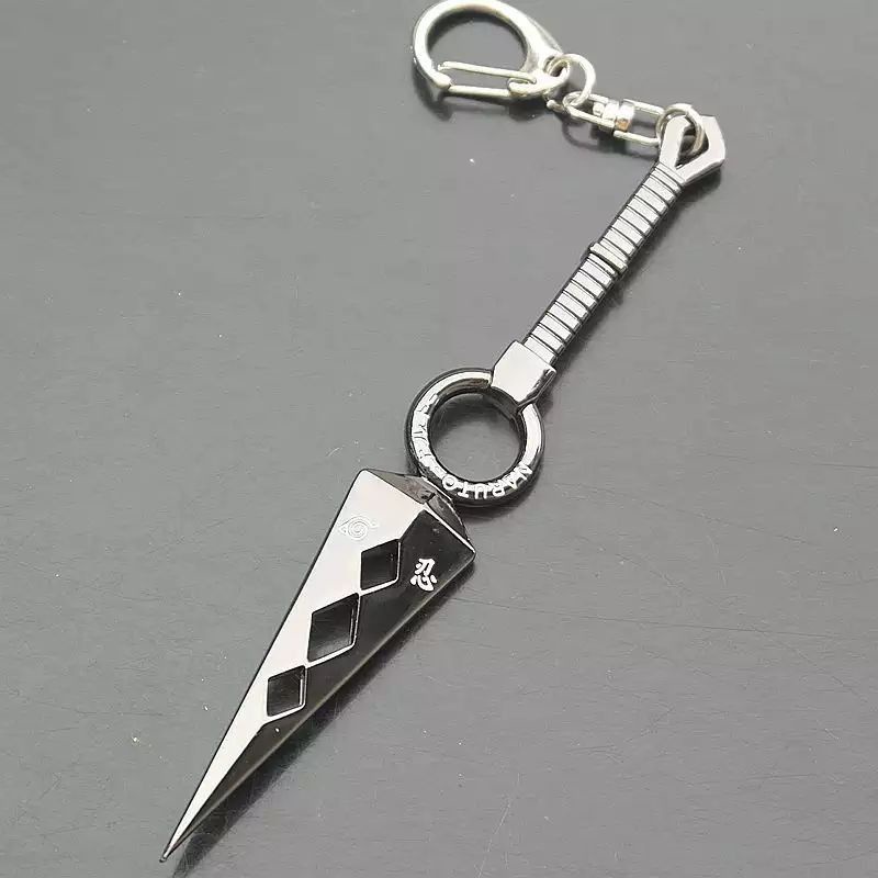 Gantungan kunci kunai senjata pedang anime naruto unik hiraishin minato shuriken kubikiribocho kusanagi sanjin no ogama keychain untuk motor tas mobil dompet-Kunai 3 Gun Black