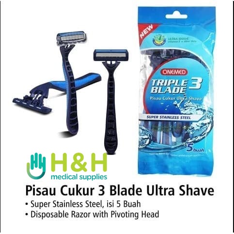 Pisau Cukur Triple Blade Onemed Ultrashave with Aloe Vera &amp; Vitamin E