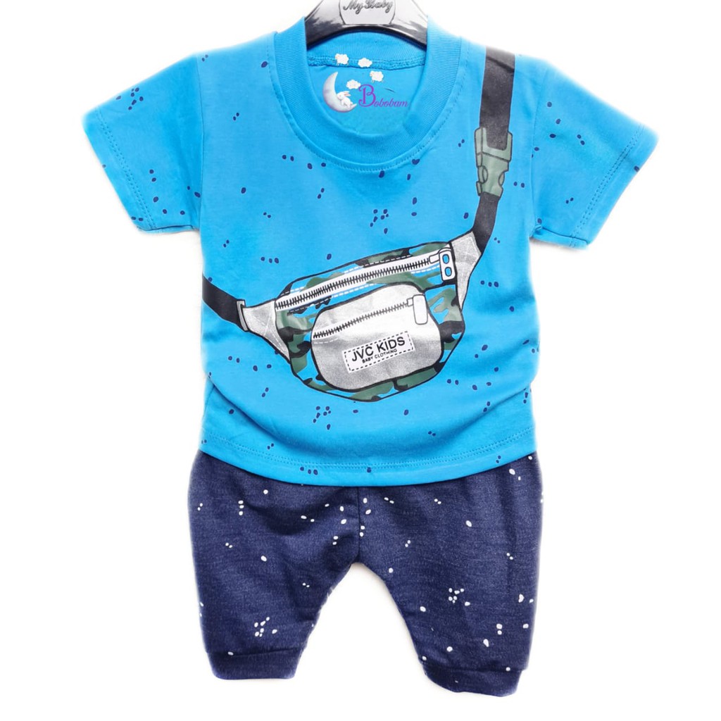 BAJU BAYI KEREN KECE ECER BOBOBAM CASUAL KASUAL BOY TAS SETELAN ANAK HARGA GROSIR