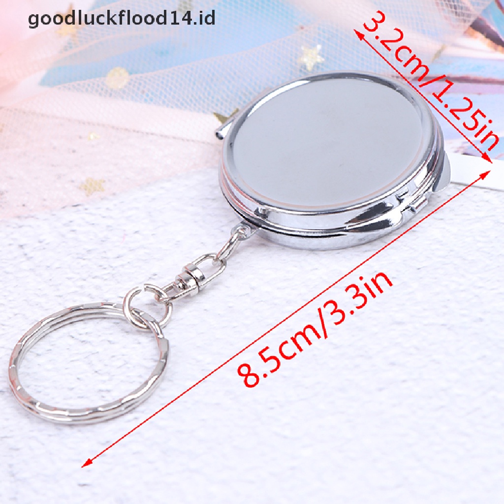 [OOID] New Metal Folding Mirror Key Ring Keychain Portable Compact Cosmetic ID