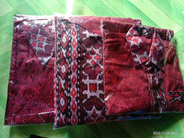 Batik Couple Keluarga Sania Ruffle Ori Ndoro Jowi Dnt Sogan Motif Mega Merah Ethnik