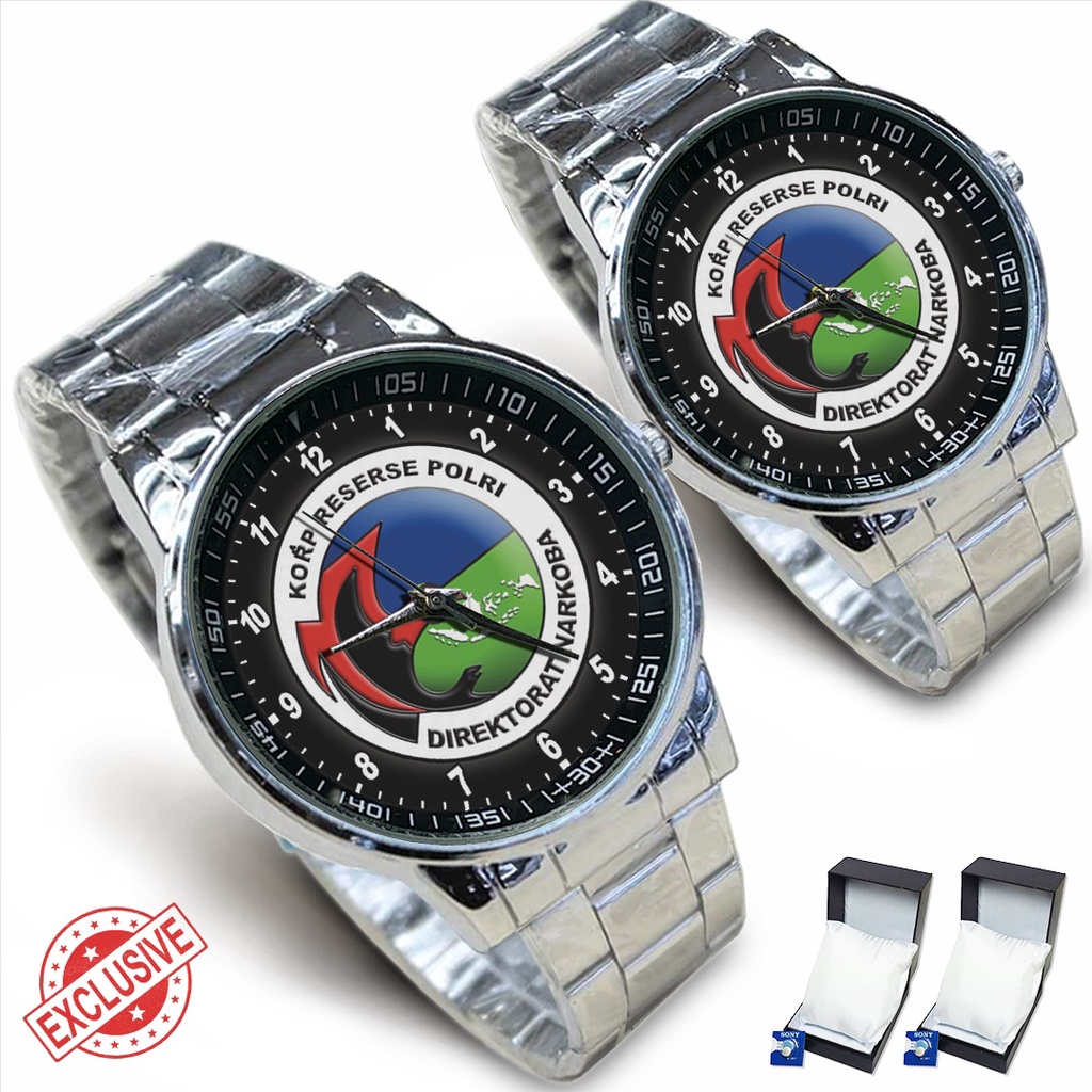 Jam Tangan Rantai Couple KORPS RESERSE NARKOBA (Limited Edition)