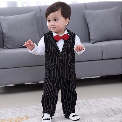 Baju Lebaran anak | Romper Stripe Suit Black