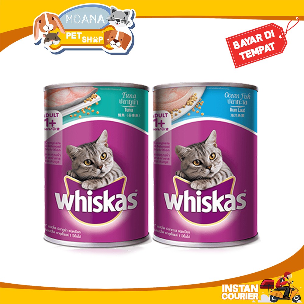 Makanan Basah Kucing WHISKAS KALENG Rasa Tuna dan Ocean Fish 400gr 