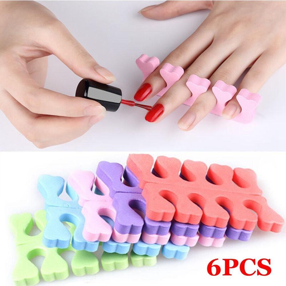 Preva 6PCS Pemisah Jari Jari Jari Jari Jari Jari Pink/Biru/Ungu DIY Manicure Nail Care