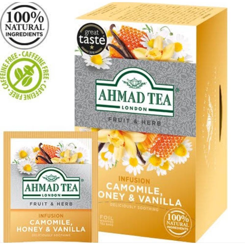 

ahmad tea chamomile honey and vanilla per pack isi 20 sachet/teh