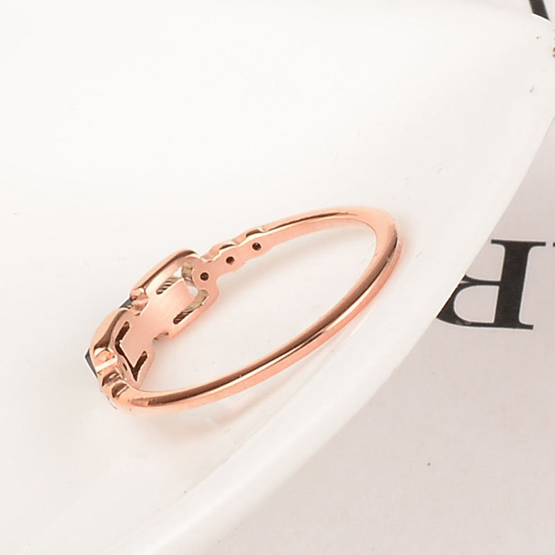 Cincin Berlian Rose Gold 18k | Cincin Ladies Desain Huruf | Perhiasan Stainless Steel Anti Air Tidak Luntur Tidak Alergi