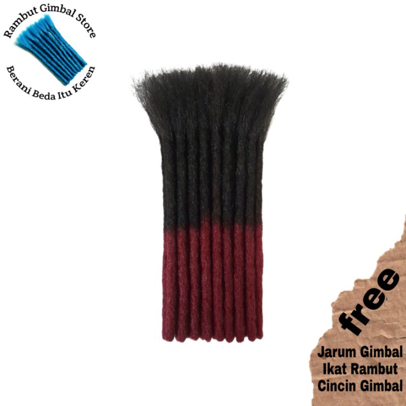 Rambut Gimbal Sintetis Warna Hitam mix Maroon FREE (IkatRambut,JarumGimbal,&CincinGimbal)