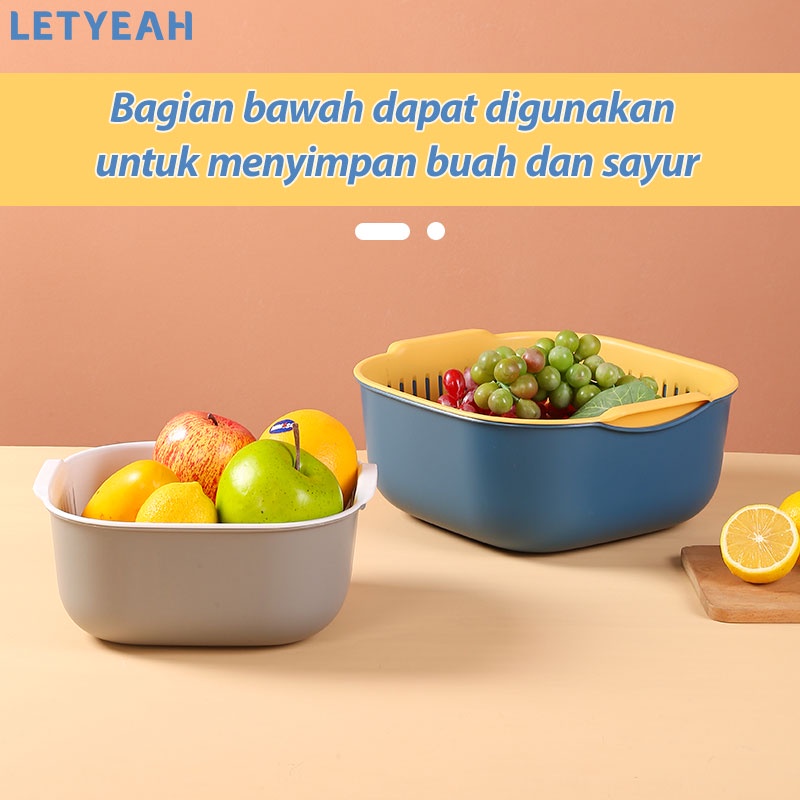 letyeah Baskom saringan buah sayur serbaguna 2in1 keranjang penyimpanan