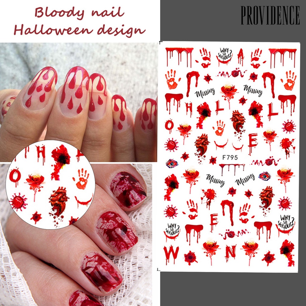 Providence 2Pcs/Set Bloody Nail Horror Sticker Halloween Patterns Red Eyes Unique Hands Sliders Suture Scars DIY Stickers for Female