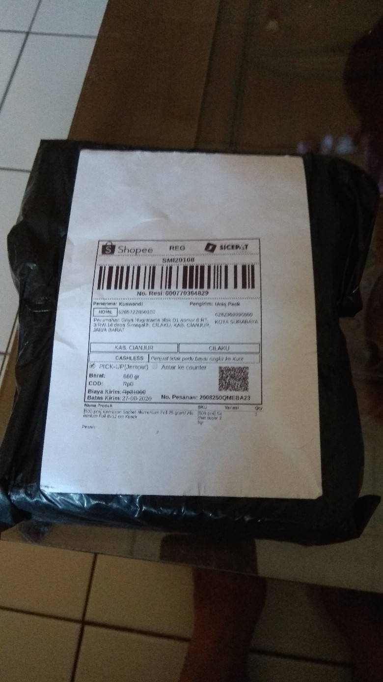 [500 Pcs] Kemasan Sachet Alumunium Foil 25 Gram/ Aluminium Foil 8x12 Cm Kpack