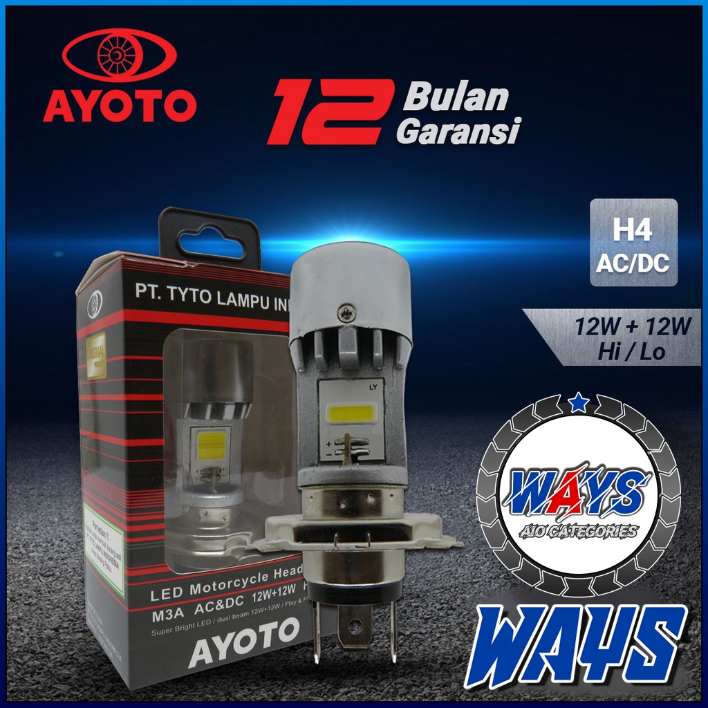 [L033] ORIGINAL AYOTO Lampu Depan LED H4 Motor Byson Vixion R15 KLX Ninja 150 Athlete Bajaj Pulsar