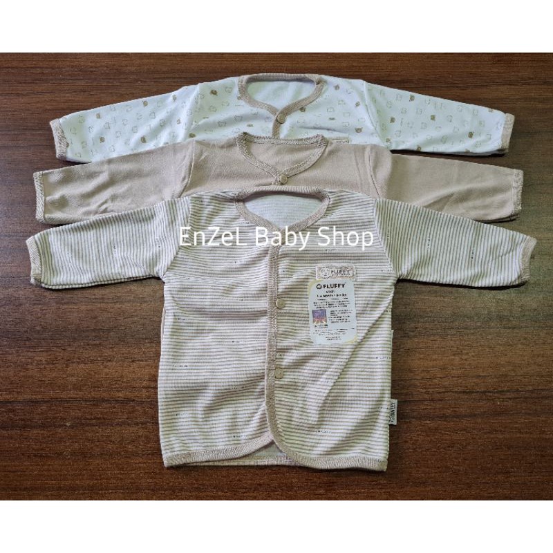 Baju Bayi Tangan Panjang Kancing size S M L Khaki Series / Fluffy / Seri Coklat Brown /SNI / BJS KKI