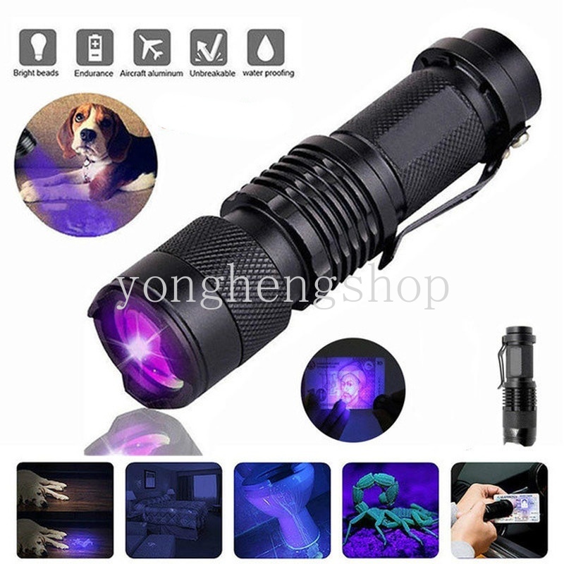 Senter UV LED Mini 395nm Warna Ungu Fluorescence Untuk Deteksi Batu Giok