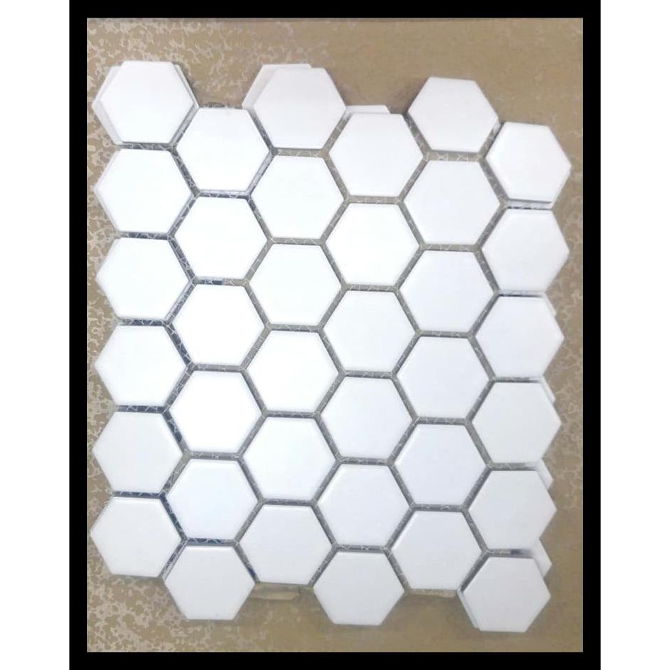 Keramik Mozaik Hexagonal 5 Cm Putih Doff Termurah