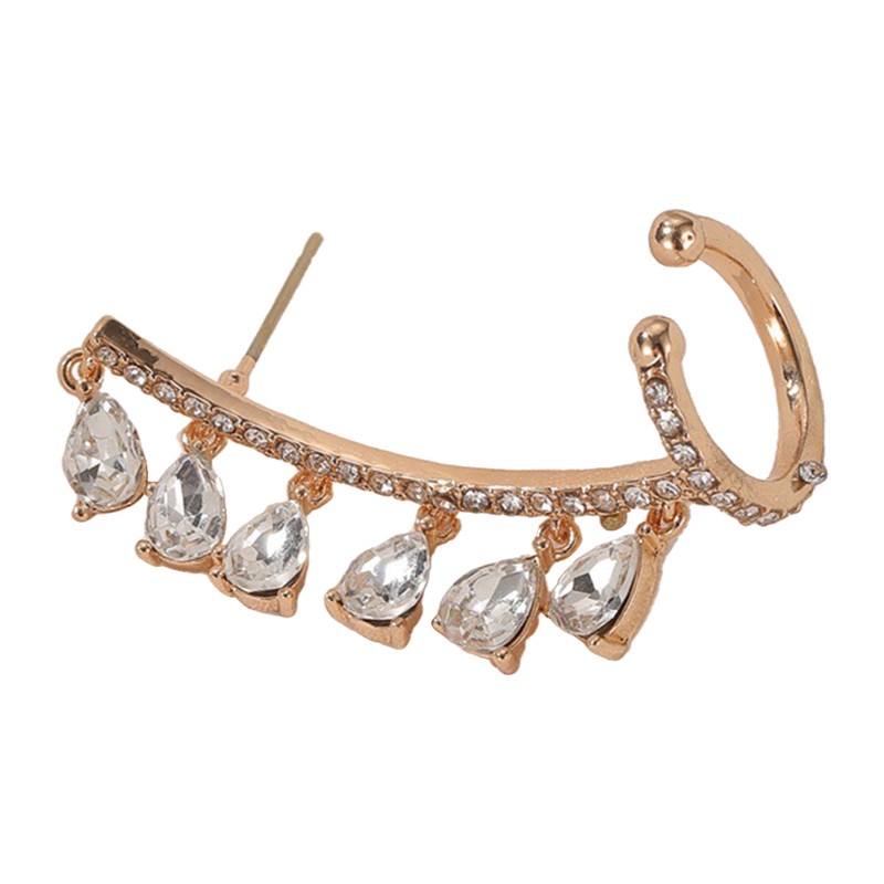 Anting Tusuk Lapis Emas 18K Hias Berlian Imitasi Untuk Wanita / Hadiah Valentine / Anniversary