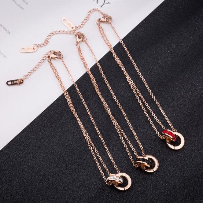 Gelang Titanium gaya Korea Rose Gold 18K / Gelang Titanium Double Ring / Titanium Bracelet