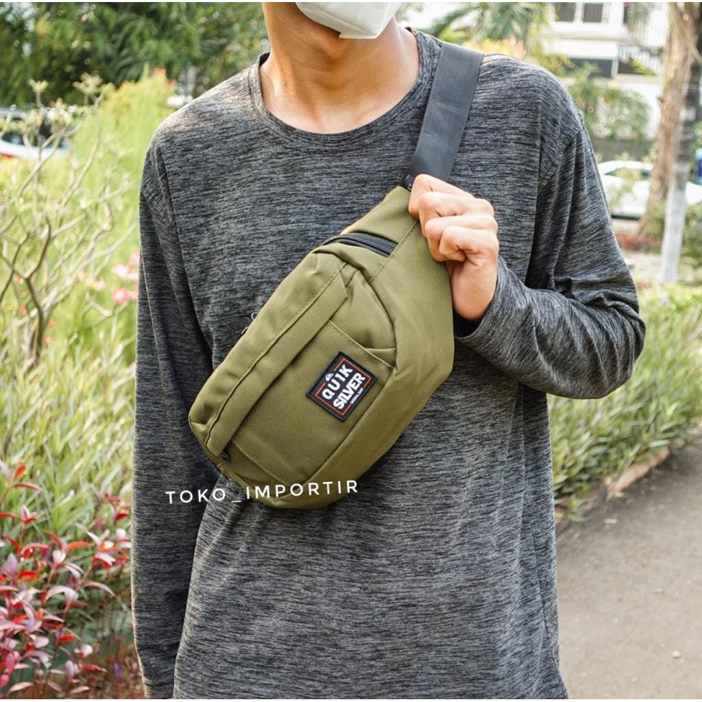 Waistbag Quiksilver Waterproof Import Mirror Original Tas pinggang Pria Anti Air