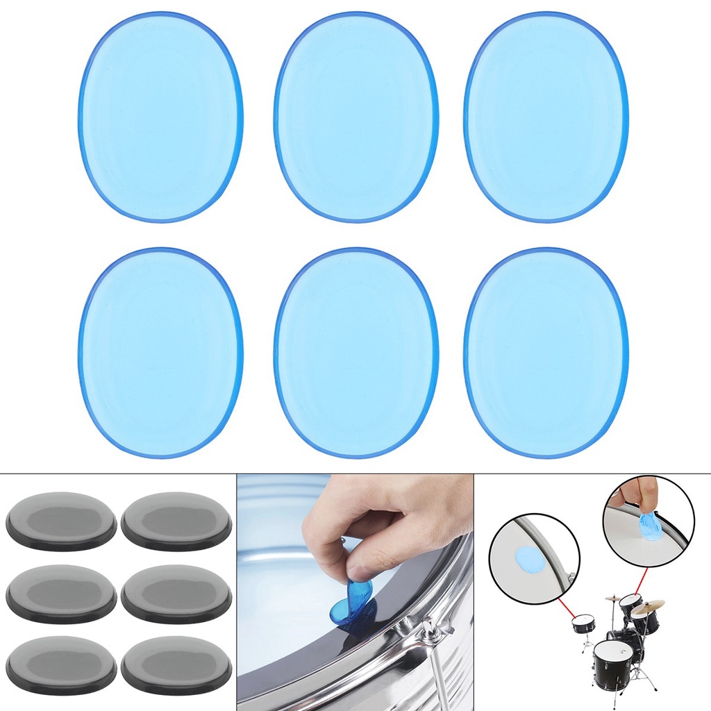 6pcs Pad Gel Peredam Suara Drum Bahan Silikon Tidak Beracun