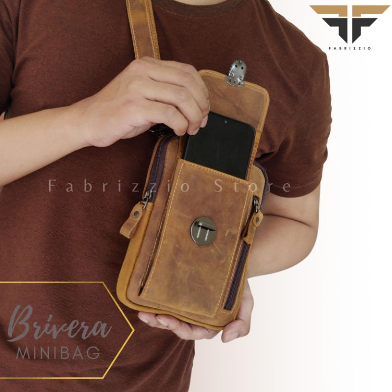 Fabrizzio store tas pria kecil full kulit Brivera Bag