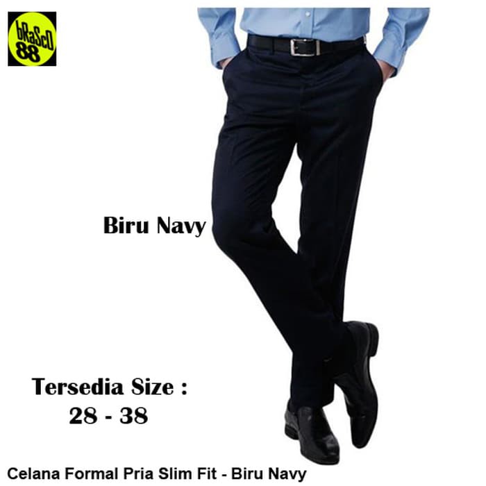 CELANA KERJA FORMAL PRIA WARNA NAVY MODEL SLIMFIT ORIGINAL NIKAYU BAHAN HIGH TWIST PREMIUM