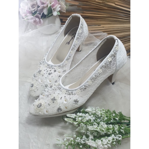 sepatu wedding marmarra putih tinggi 7cm