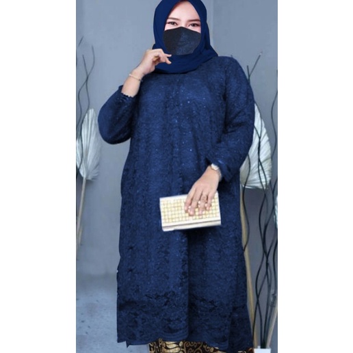 HANYA ATASAN Kebaya Setelan Brokat Tunik Panjang Kurung/Kebaya Modern/ukuran M L XL XXL XXXL 4L 5L/kebaya brukat tunik jumbo/kebaya wisuda/kebaya kondangan/kebaya brukat /kebaya modern/kebaya wanita/batik wanita/ atasan wanita/kebaya brukat/kebaya elegan