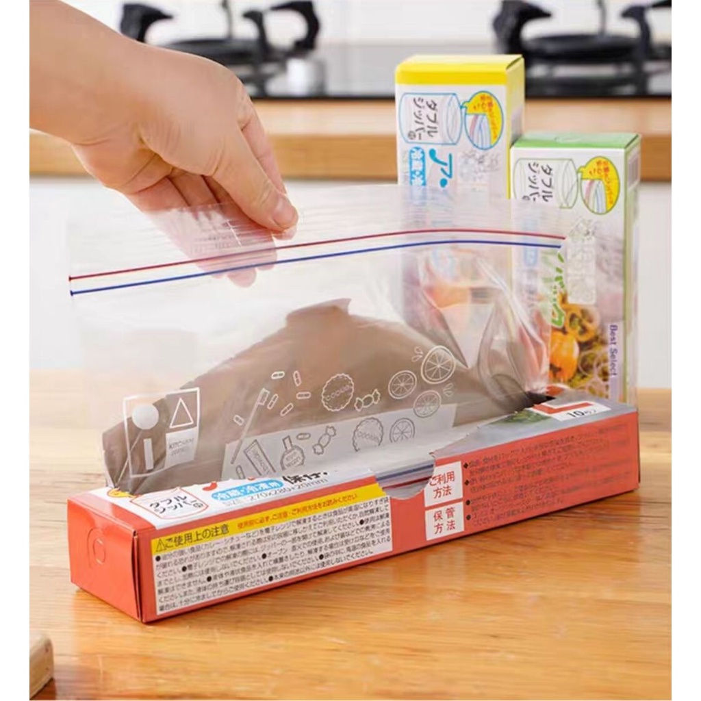 Vacuum Bag Double Zipper , Resealable , Reuseable , Kantong Plastik Ziplock Pembungkus Makanan Sayuran dan Buah , Food Grade