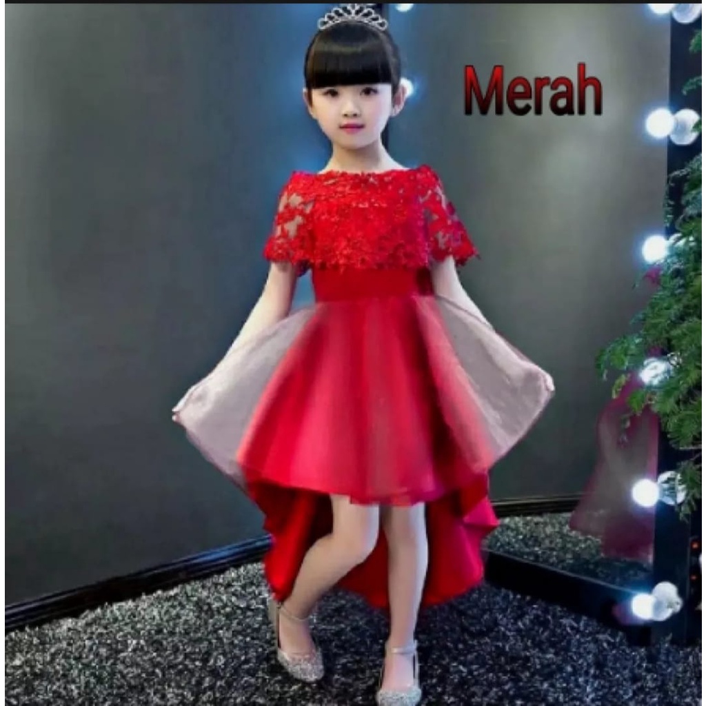 INV - DRESS KIDS CINDERELA BRUKAT / COMBI BAHAN KACA / 3 WARNA / TERBARU/UMUR 4-7 TAHUN