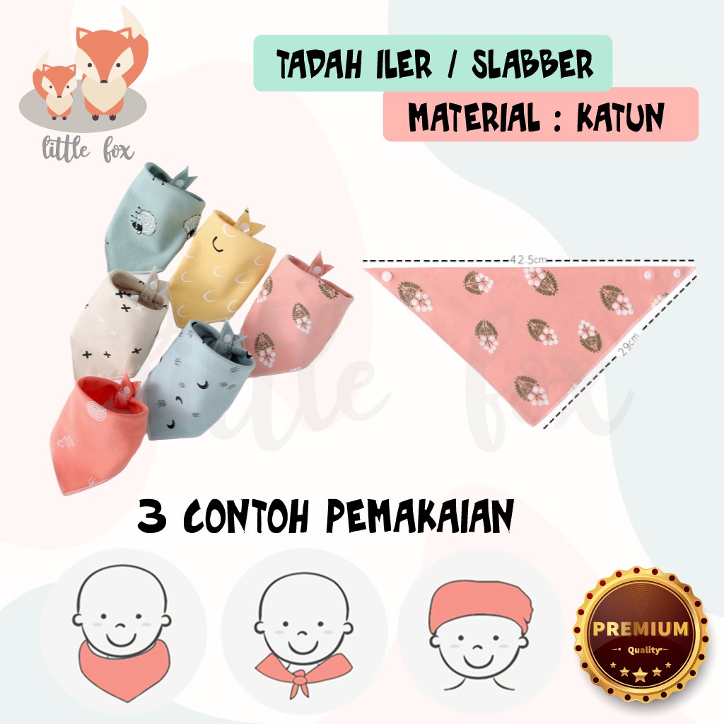 Bib / Slabber Segitiga / Tadah Iler Baby Newborn 100% Katun  Celemek Makan Bayi