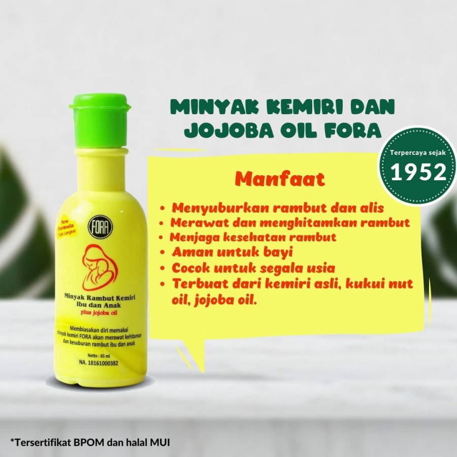 Minyak Kemiri Murni + Jojoba Oil Penumbuh Rambut dan Alis FORA BPOM