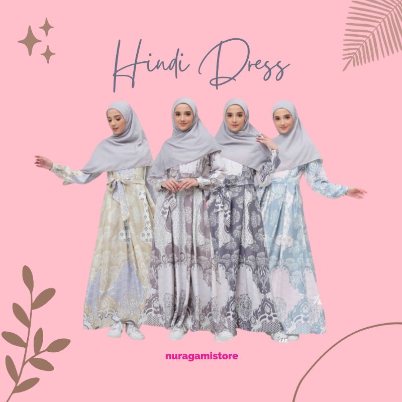 HINDI DRESS MOTIF TERBARU ORIGINAL BY NAISY GAMIS BAHAN MAXMARA PAKAIAN WANITA FASHION MUSLIMAH KEKI