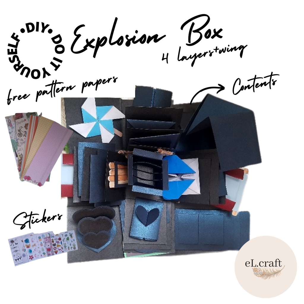 

DIY Explosion Box 4 Layers + Wing Kado Hadiah Foto Unik Murah