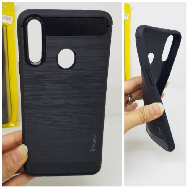 Ipaky Carbon Samsung A20s 6.5 inchi Soft Case Samsung Galaxy A20s A207 Slim Fit Carbon ANTI MELAR