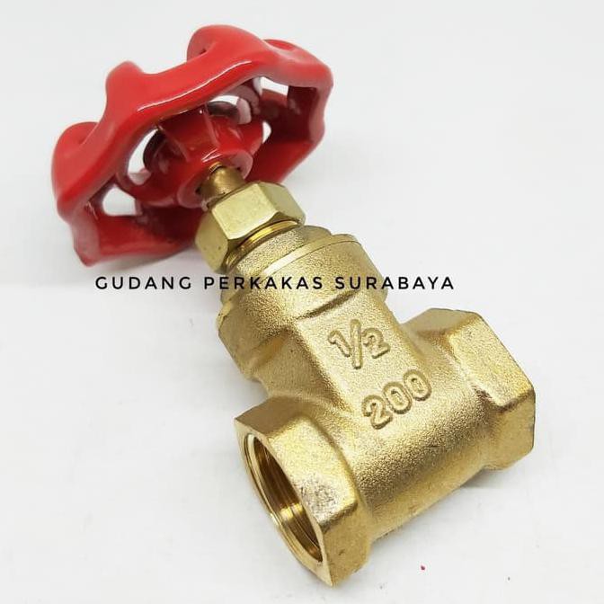 Produk Terbaik] Stop Kran Gate Valve Kuningan Kran Pdam Murah 1/2" Drat