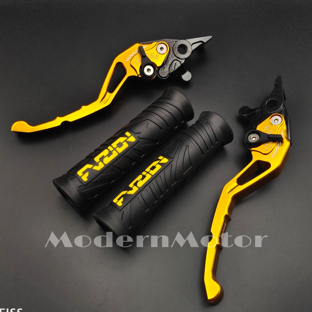 Handle sisik CNC Stelan + Handgrip FUZION Model Hayaidesuuu Ninja 250 Ninja R Ninja RR CBR 150 CBR CRF 150 KLX D-TRACKER NINJA 250