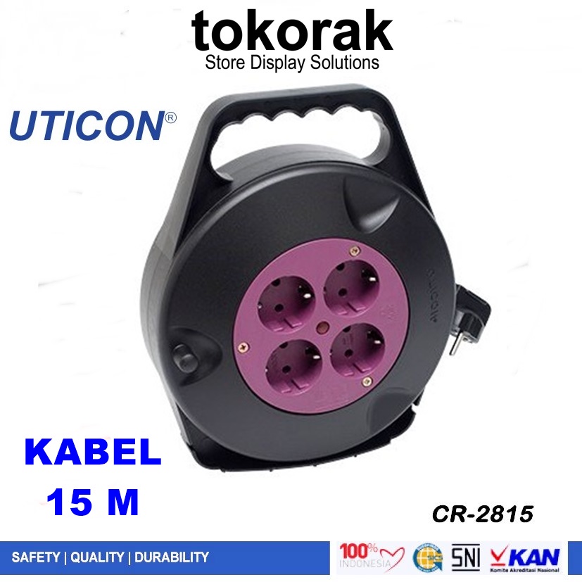 KABEL ROLL 15 METER 4 LUBANG UTICON CR 2815 - KABEL GULUNG BOX