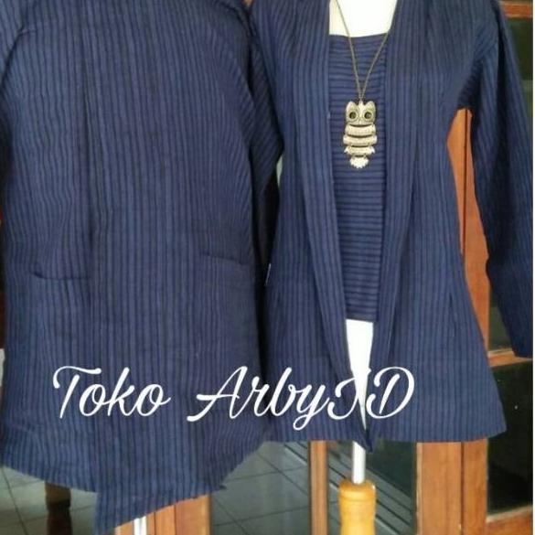 Model Baru.. Surjan lurik pria dan kebaya lurik wanita motif lurik biru| baju adat jawa khas solo da