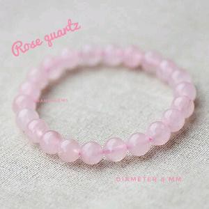 Gelang Batu Natural Rose Quartz Diameter 8mm