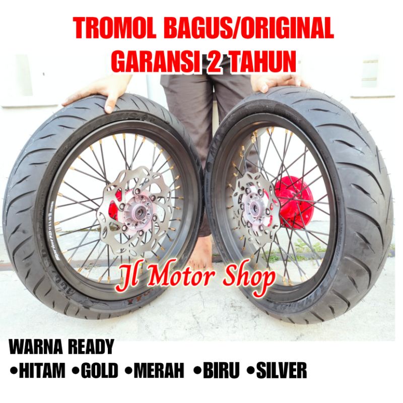 KLX Paket Pelek Velg Supermoto Warna KLX 150 KLX150 DTRACKER 150 Plus Ban Maxxis IRC ZENEOS Free Cakram REQ