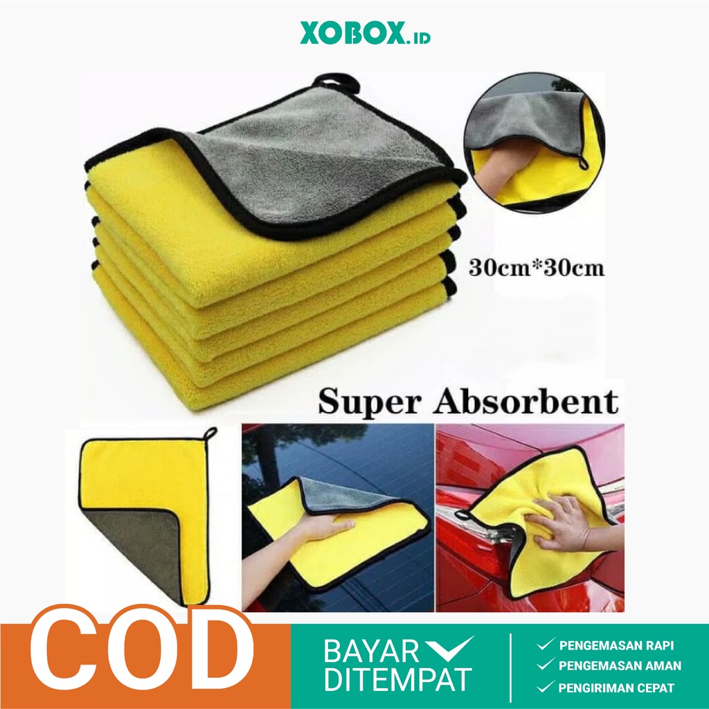 Kain Lap Microfiber Serbaguna 30x30cm Kain Lap Mobil Motor 2 Sisi Multifungsi HM012 - XOBOX