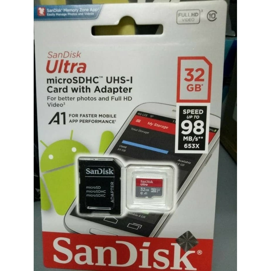 Sandisk Ultra Micro SD 32GB 98Mb/s A1 / Memory Hp 32GB