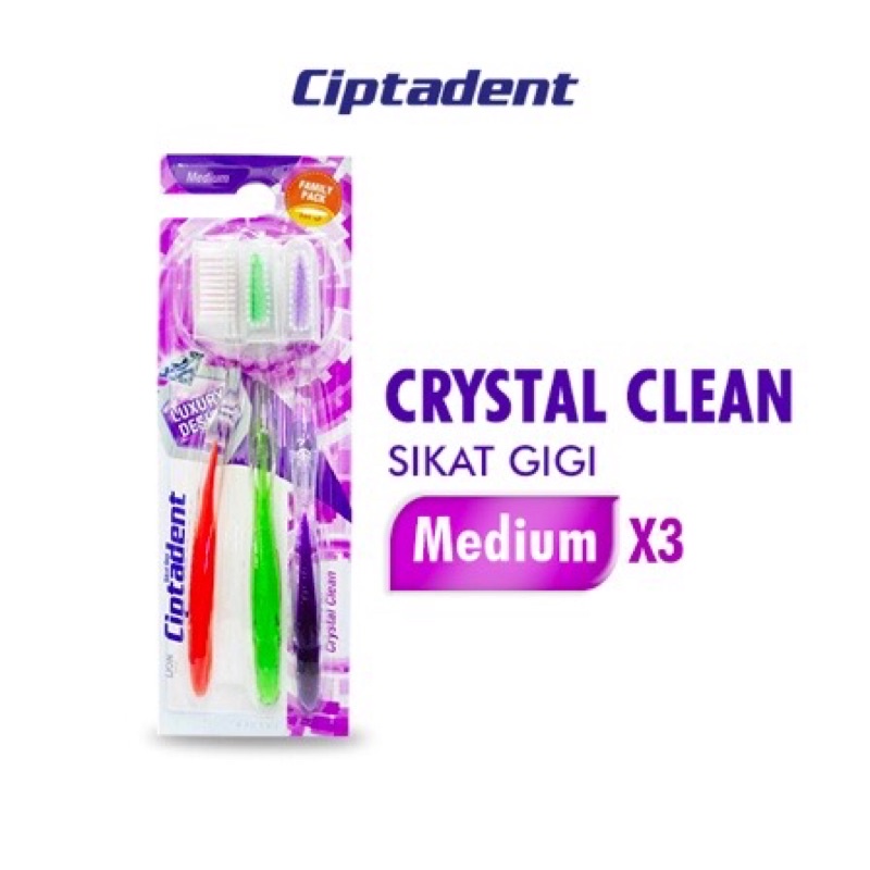 Ciptadent Crystal Clean Sikat Gigi Soft Medium - Ciptadent Tooth Brush Crystal Clean