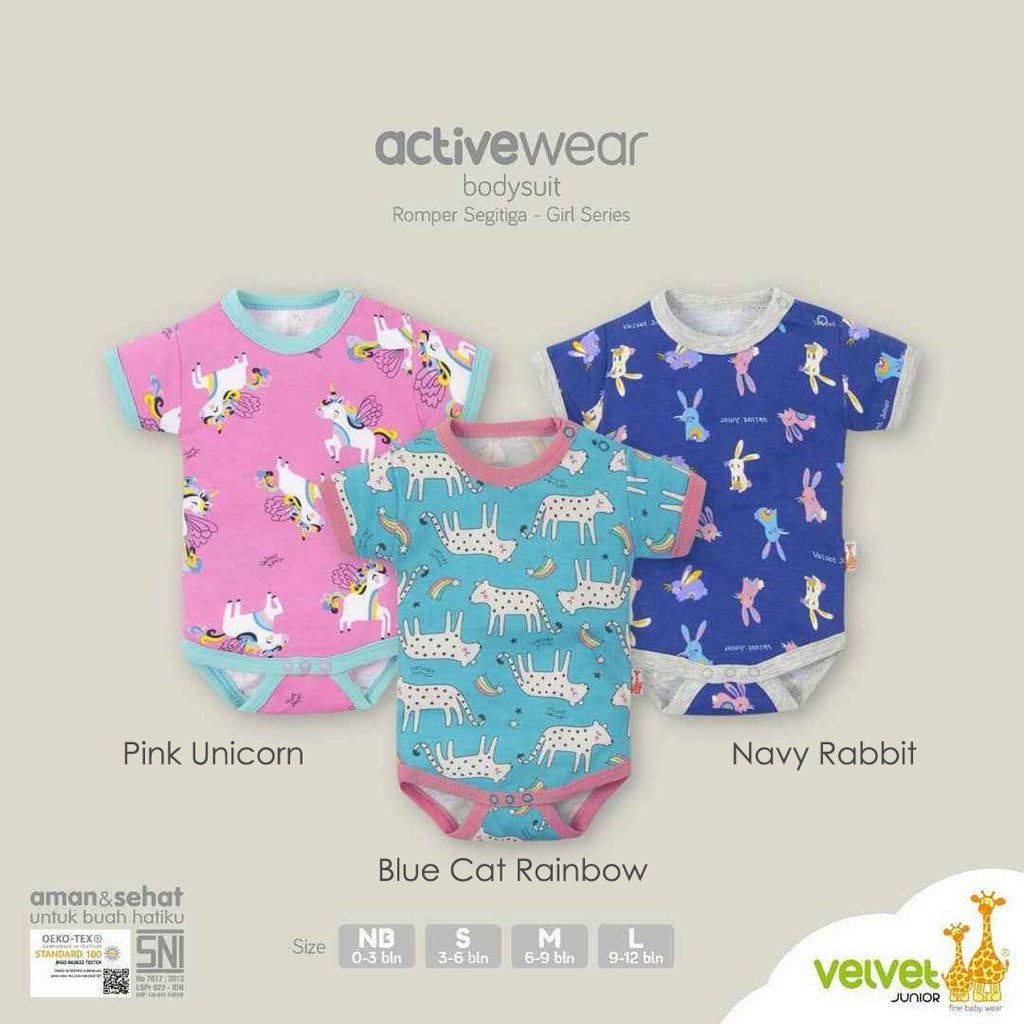 Jumper Bayi Premium VELVET Active Wear NB S M L Bodysuit Pendek Romper Segitiga Segiempat New Born