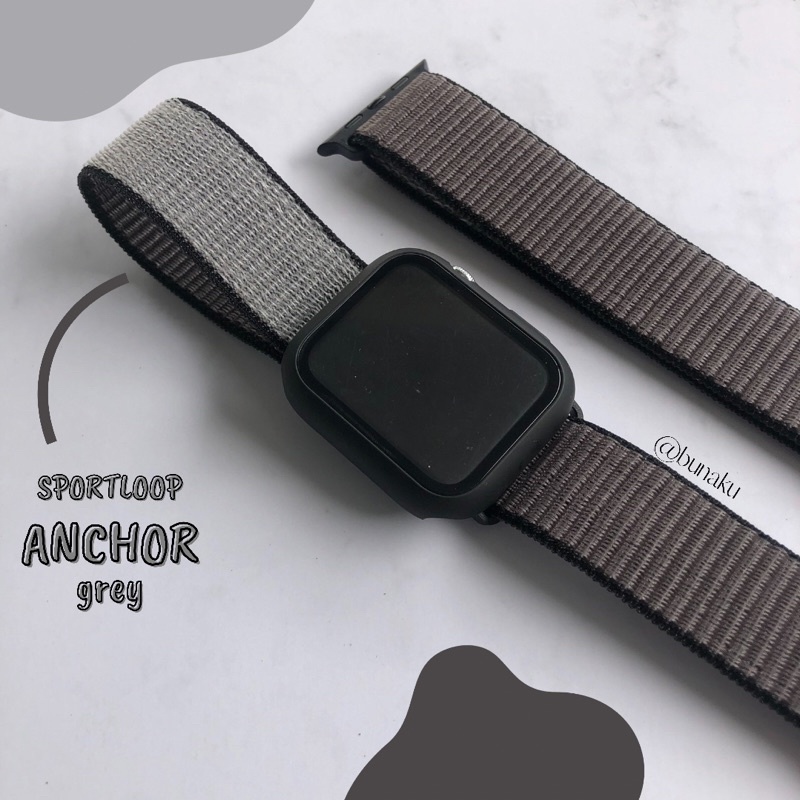 Strap smartwatch applewatch iwatch series NYLON SPORTLOOP WOVEN - GREY - Sportband iwatch Series 7 6 5 4 3 2 1 SE